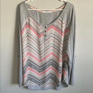 Maurices Gray and Pink Patterned Top